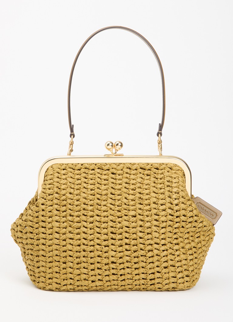 Coach Dames Kisslock frame 27 schoudertas van stro