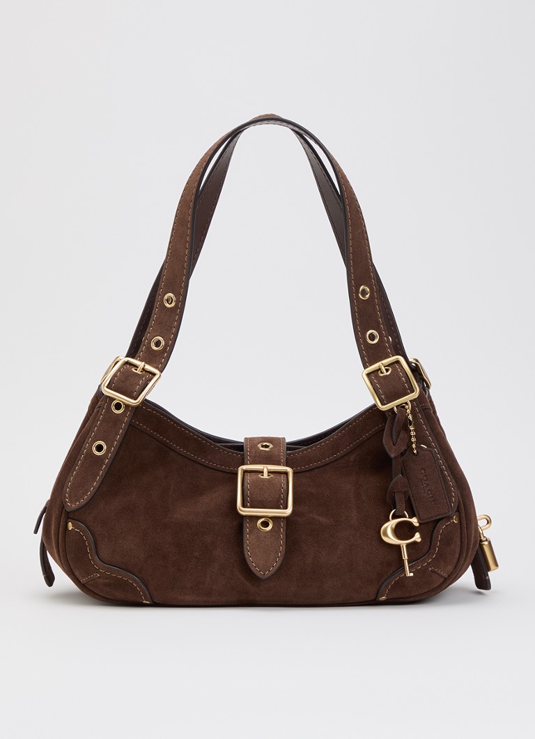 Coach Dames Drifter 31 schoudertas van suède met verstelbare schouderriem in de kleur Donkerbruin, maat: 1SZ
