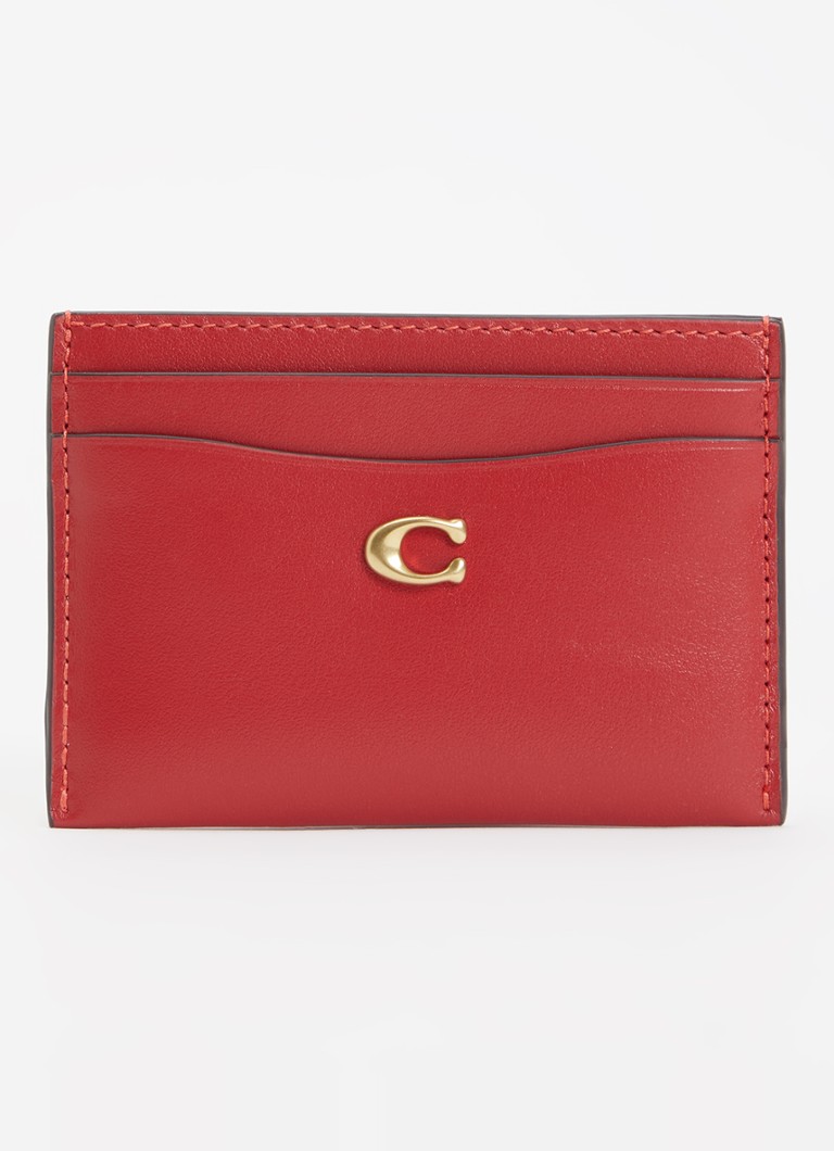 Coach Dames Essential pasjeshouder van kalfsleer in de kleur Oranjerood, maat: 1SZ