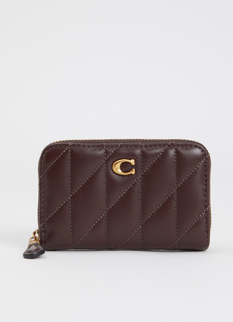 Coach Dames Portemonnee van leer met quiltpatroon in de kleur Donkerbruin, maat: 1SZ