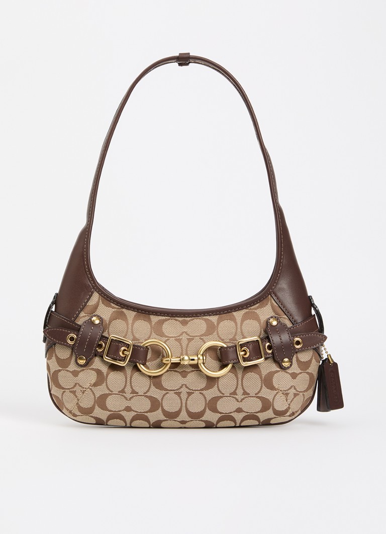 Coach Dames Belted Ergo 26 schoudertas met leren details en logoprint in de kleur Bruin, maat: 1SZ