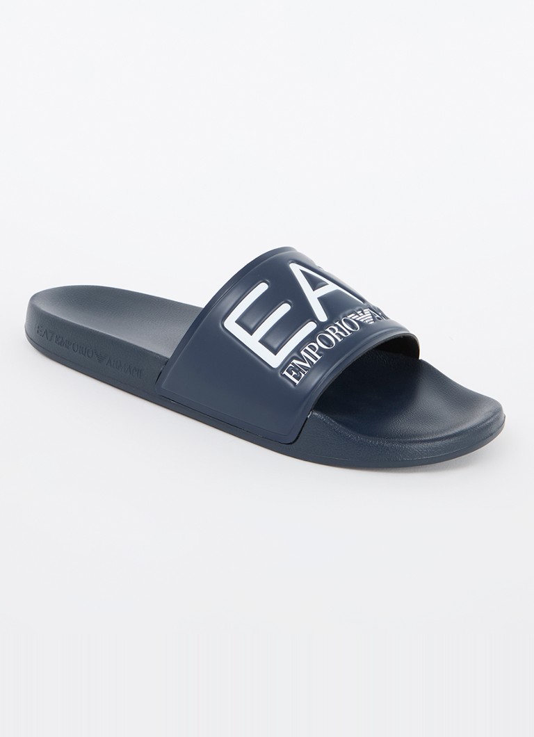 Armani Heren Slipper met logo in de kleur Donkerblauw
