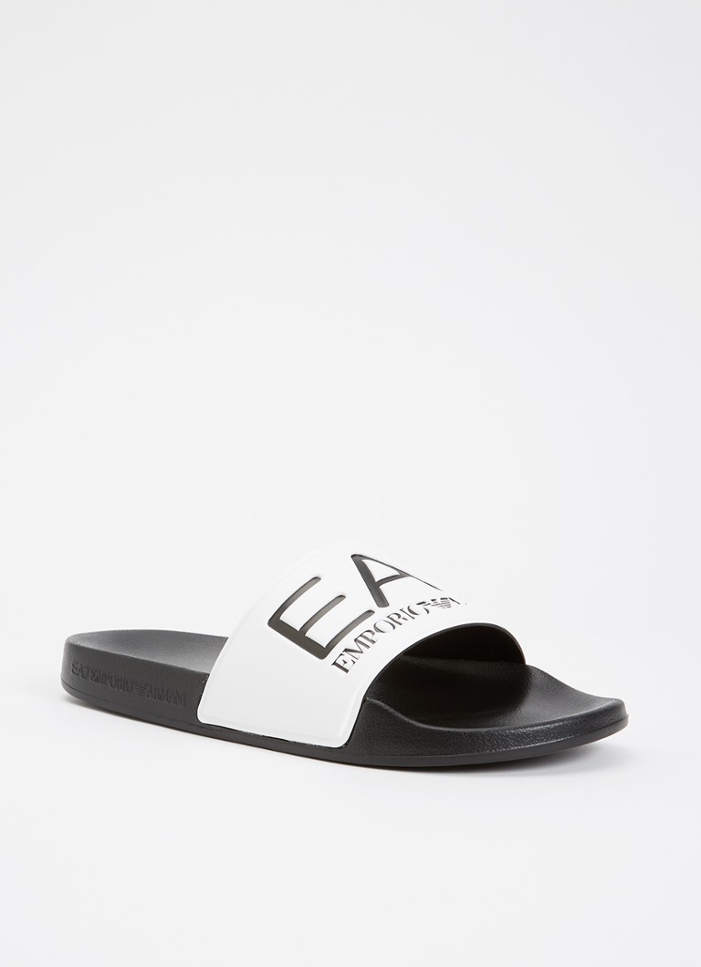 Armani Heren Slipper met logo in de kleur Gebroken wit
