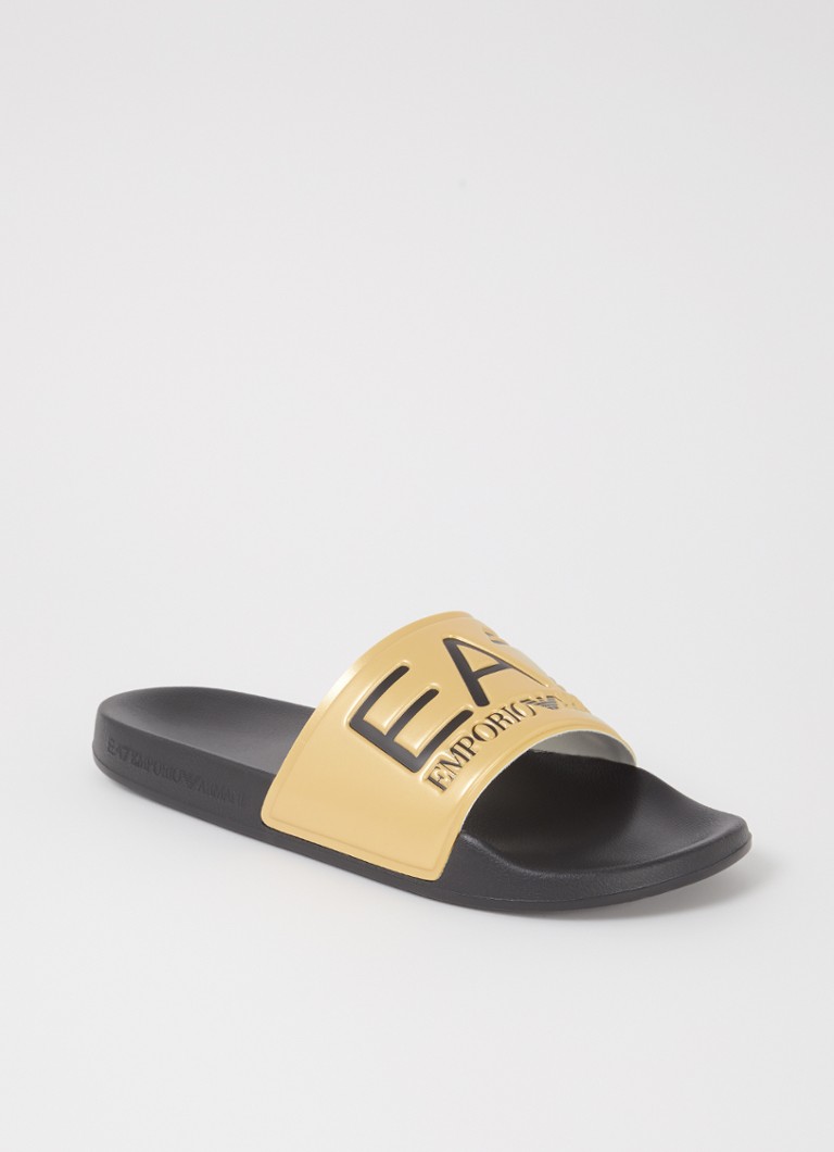 Armani Heren Slipper met logo in de kleur Goud