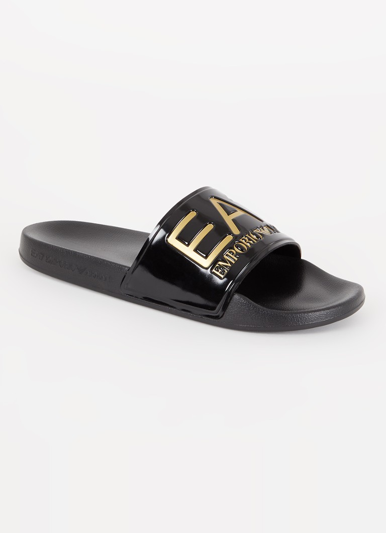 Armani Heren Slipper met logo in de kleur Diepzwart