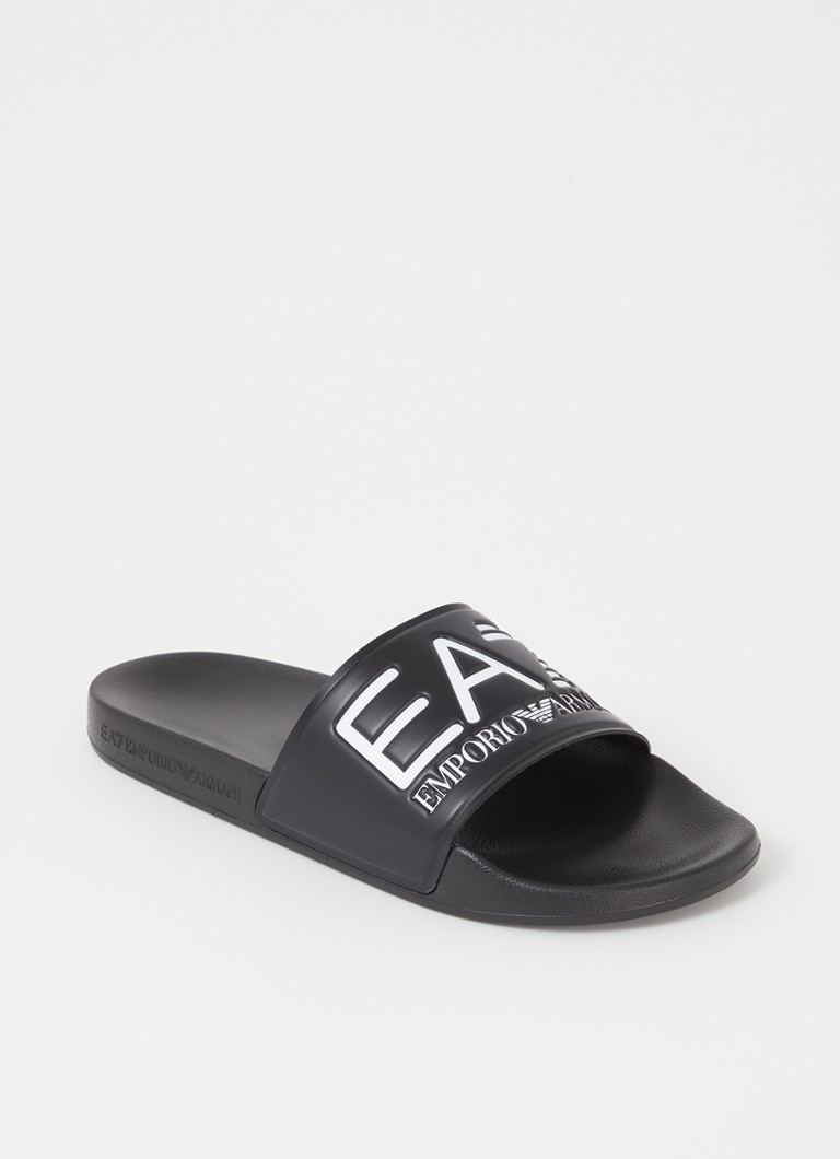 Armani Heren Slipper met logo in de kleur Zwart