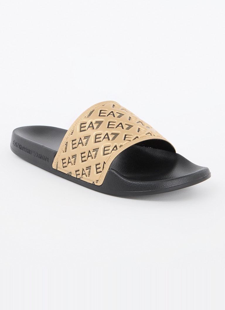 Armani Heren Slipper met logo in de kleur Goud