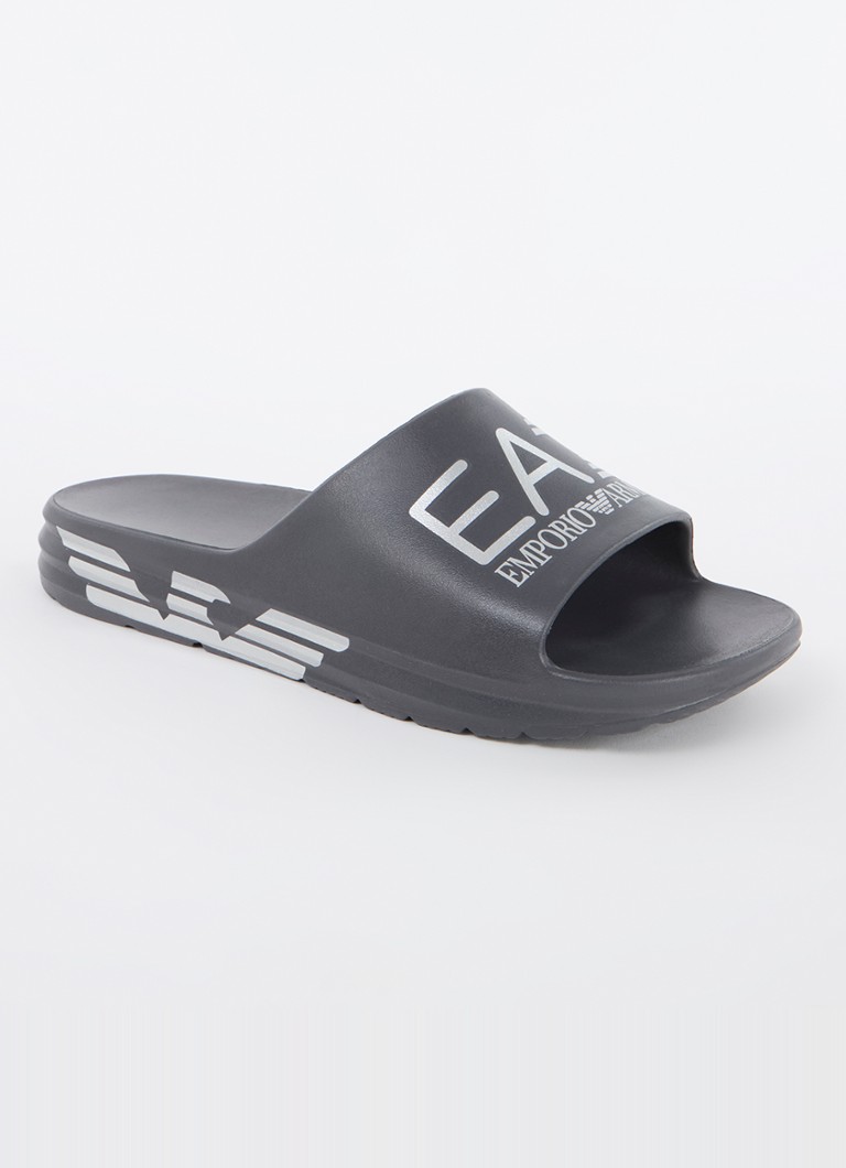 Armani Heren Slipper met logoprint in de kleur Donkerblauw