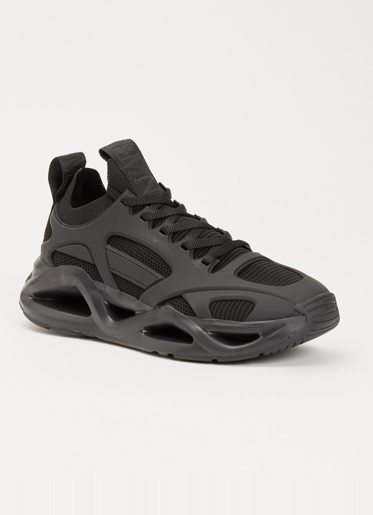 Armani Heren Sneaker met mesh details en logo in de kleur Zwart