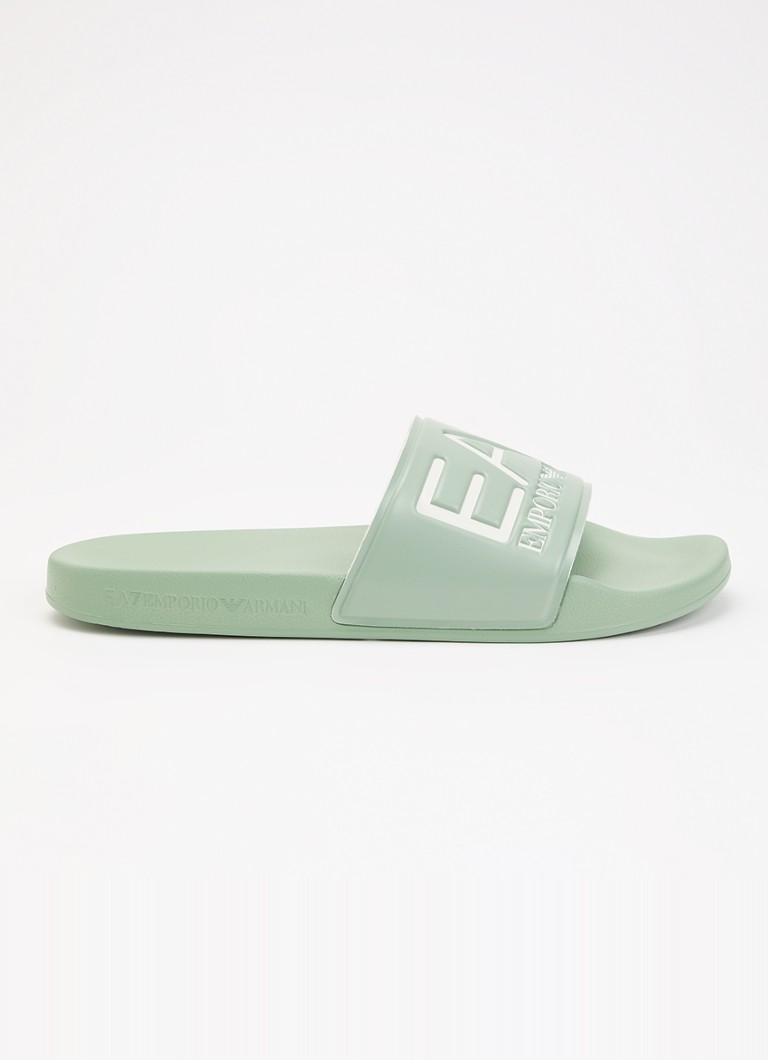 Armani Heren Slipper met logo in de kleur Lindegroen