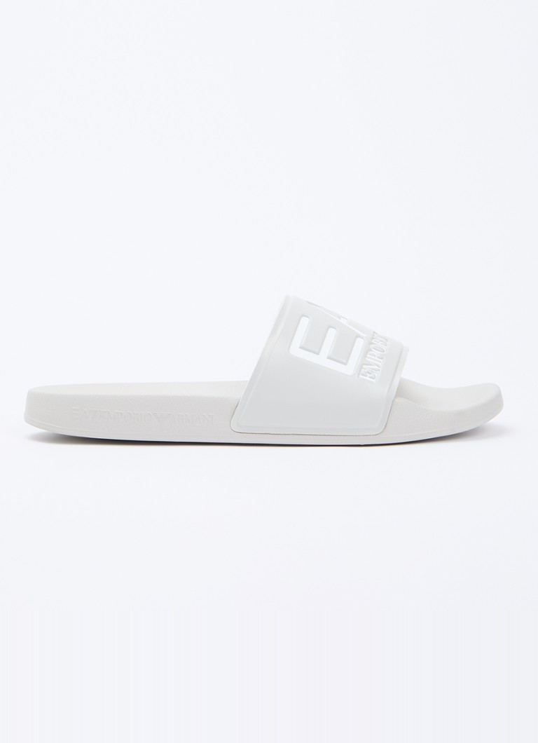 Armani Heren Slipper met logo in de kleur Lichtgrijs