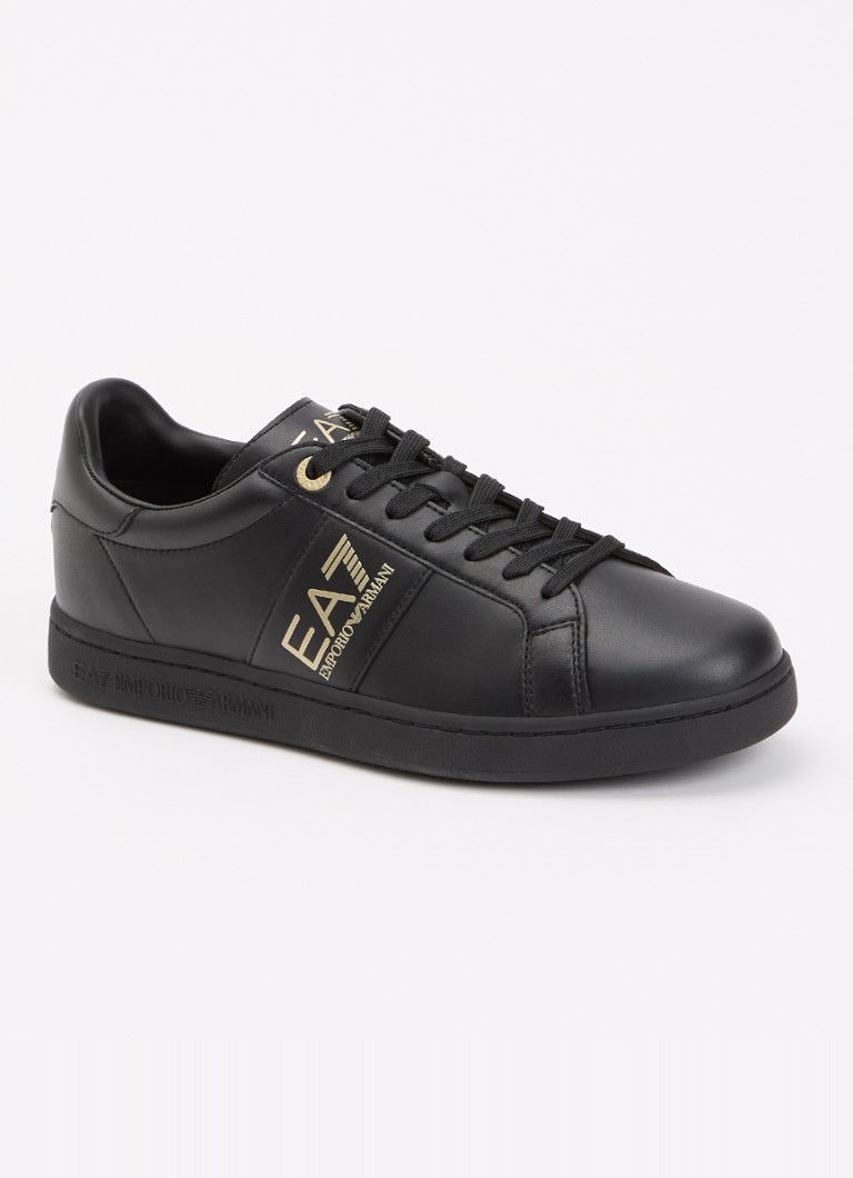 Armani Heren Sneaker van leer in de kleur Zwart