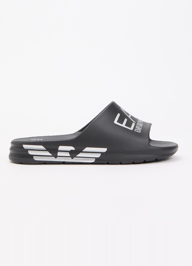 Armani Heren Slipper met logo in de kleur Zwart