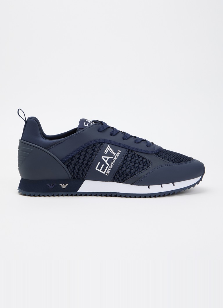 Armani Heren Sneaker van mesh met logo in de kleur Donkerblauw