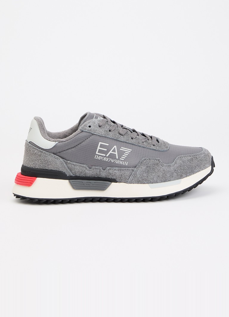 Armani Heren Sneaker suède details en logo in de kleur Grijs