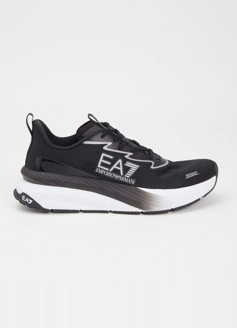 Armani Heren Sneaker met gebreid bovenwerk in de kleur Zwart
