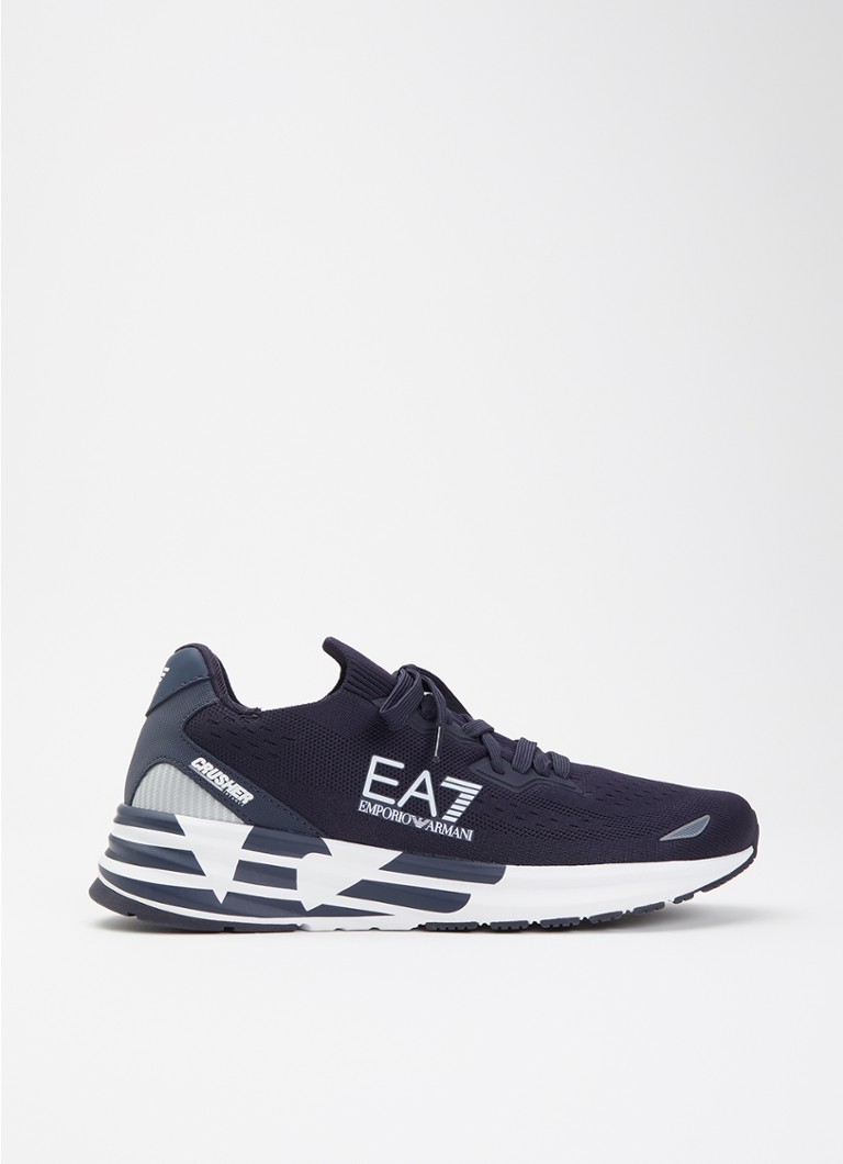 Armani Heren Sneaker met gebreid bovenwerk in de kleur Donkerblauw