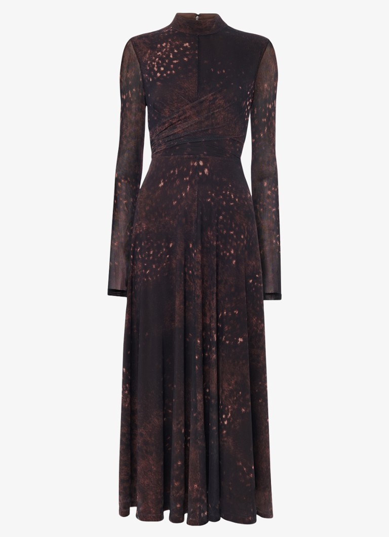 Whistles Dames Midi jurk met opstaande kraag in de kleur Bruin