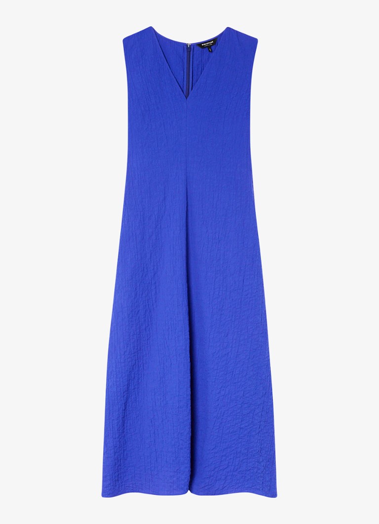 Whistles Dames Midi jurk met V-hals en structuur in de kleur Blauw