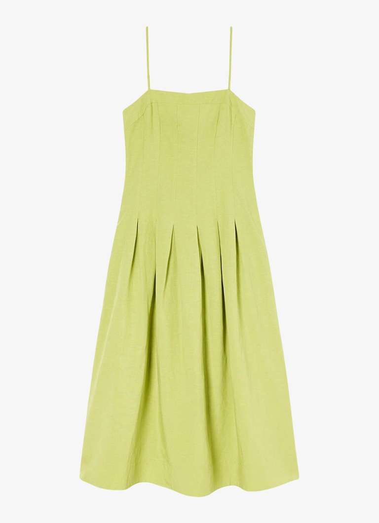 Whistles Dames Midi jurk met plooien in de kleur Kiwigroen