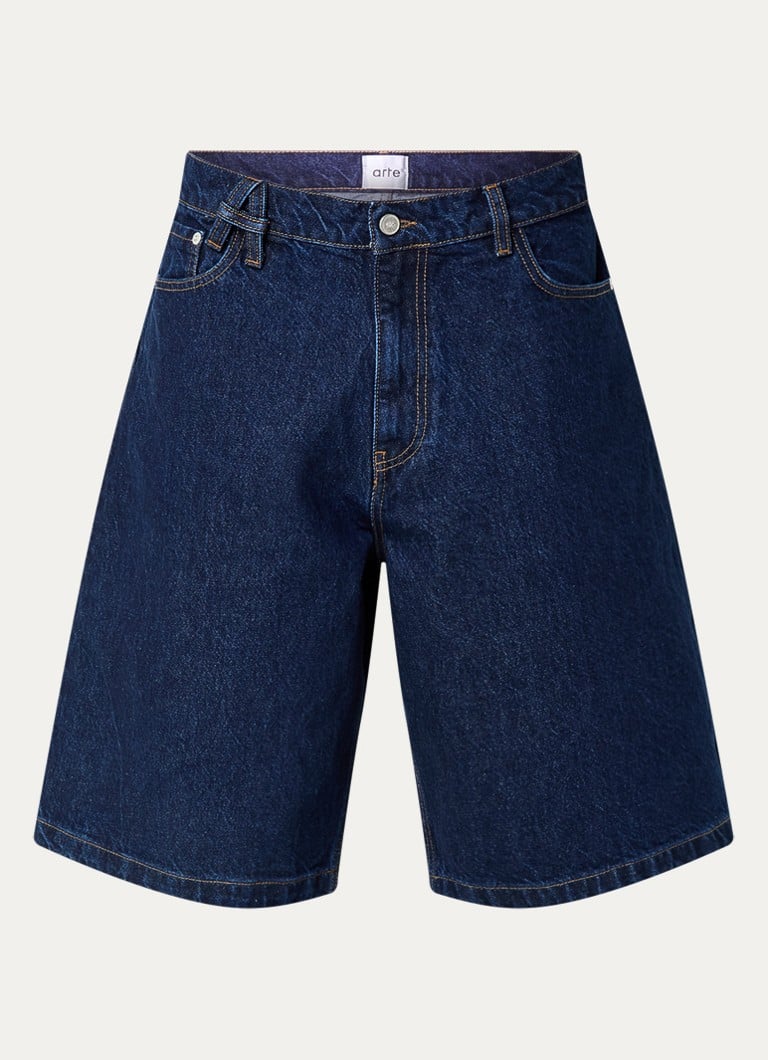 Arte Antwerp Heren Straight fit korte broek van denim met donkere wassing in de kleur Indigo, maat: 30