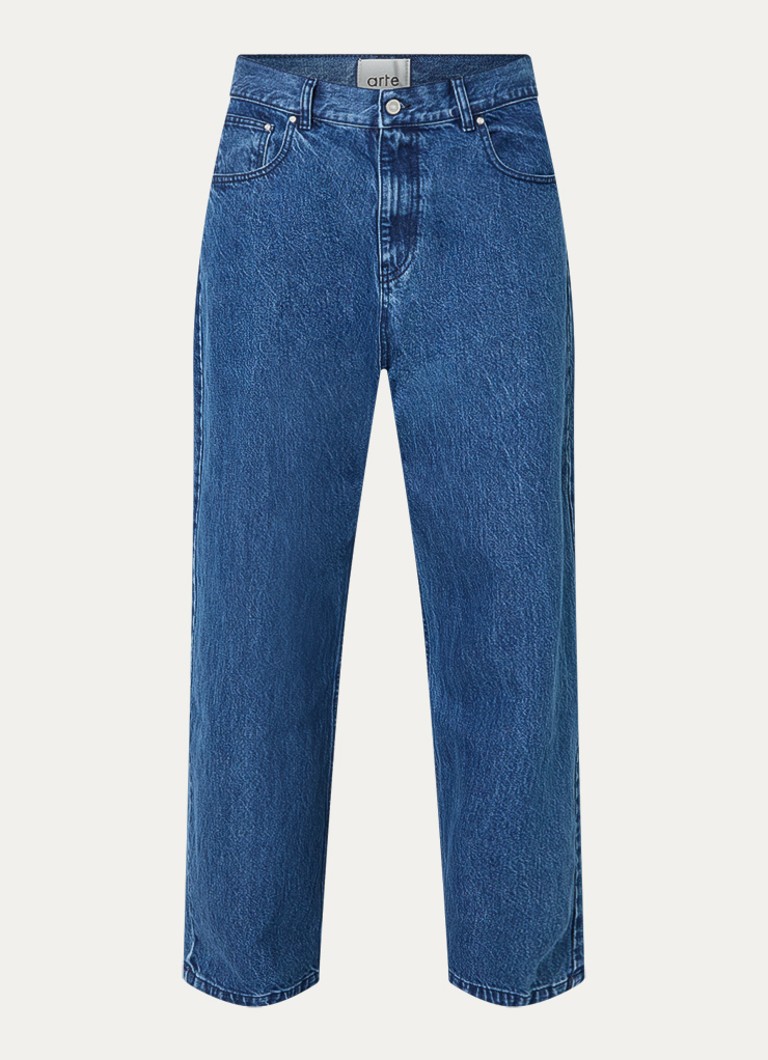 Arte Antwerp Heren Wide leg jeans met donkere wassing in de kleur Indigo, maat: L