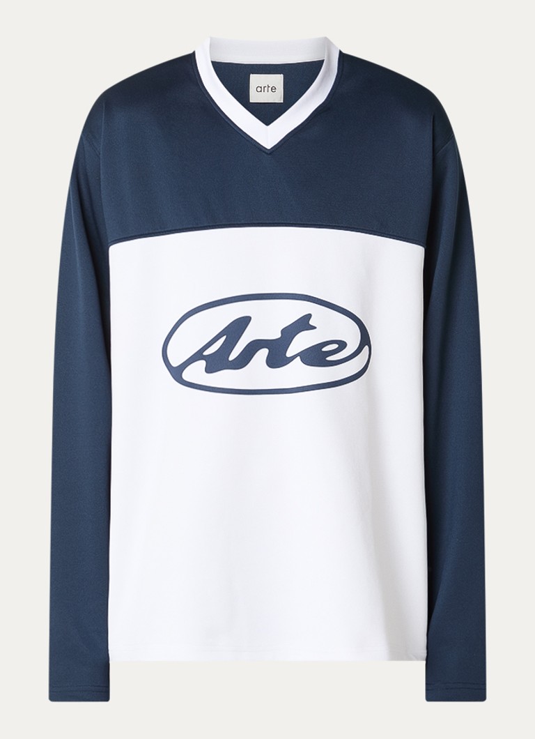 Arte Antwerp Heren Circle sweater met logoprint in de kleur Donkerblauw, maat: XXL