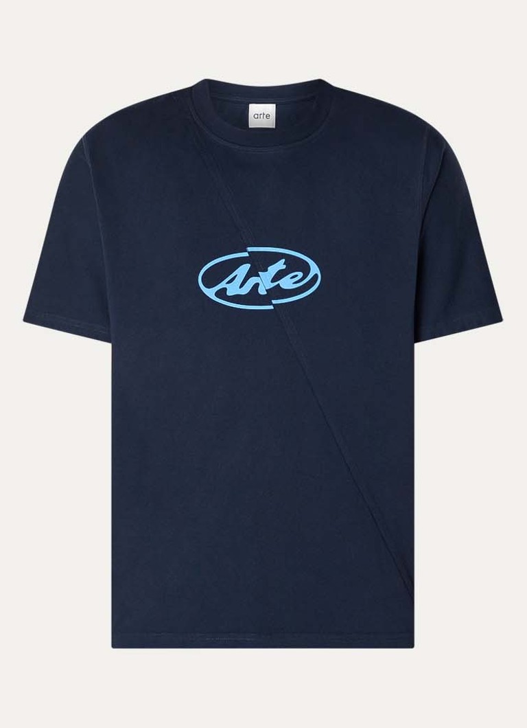 Arte Antwerp Heren T-shirt met logoprint in de kleur Donkerblauw, maat: XXL