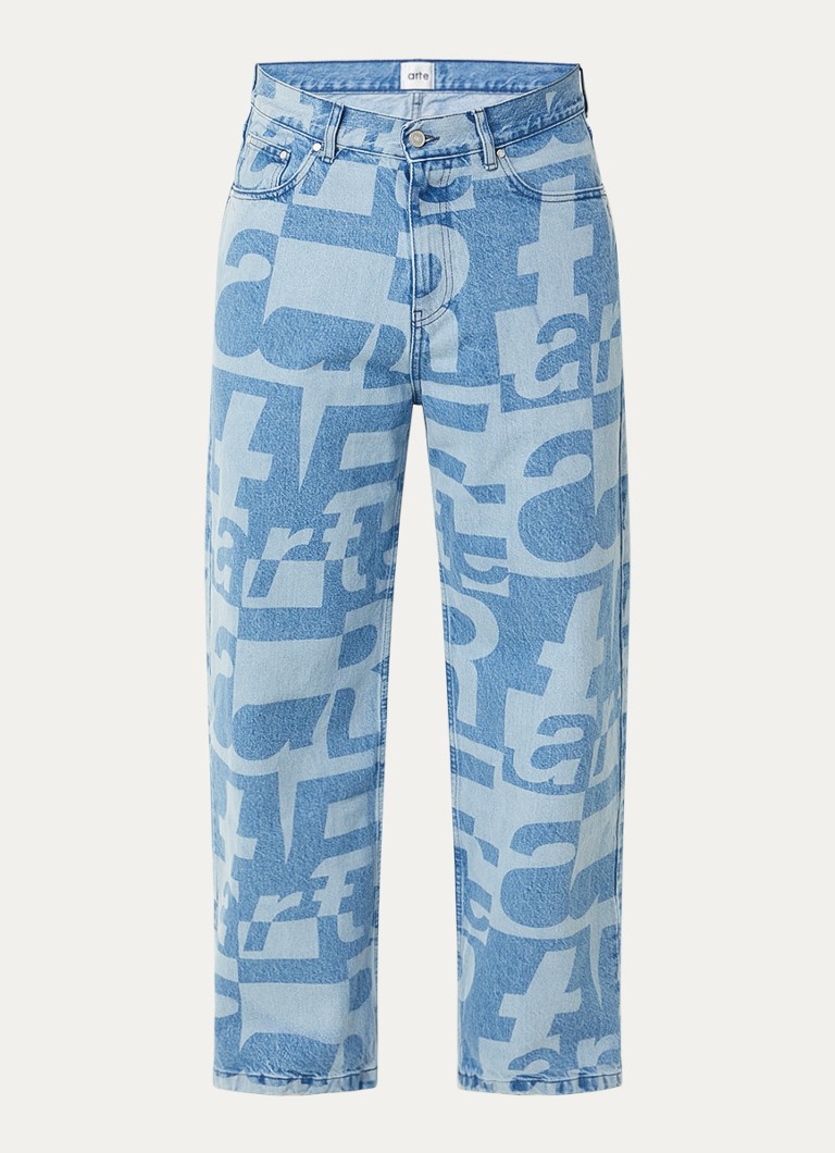 Arte Antwerp Heren Straight fit jeans met gekleurde wassing en logoprint in de kleur Indigo, maat: 34