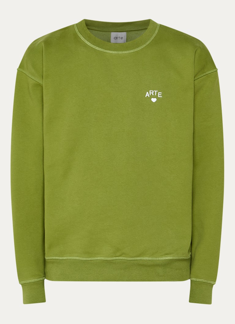 Arte Antwerp Heren Heart sweater met logoborduring in de kleur Groen, maat: M