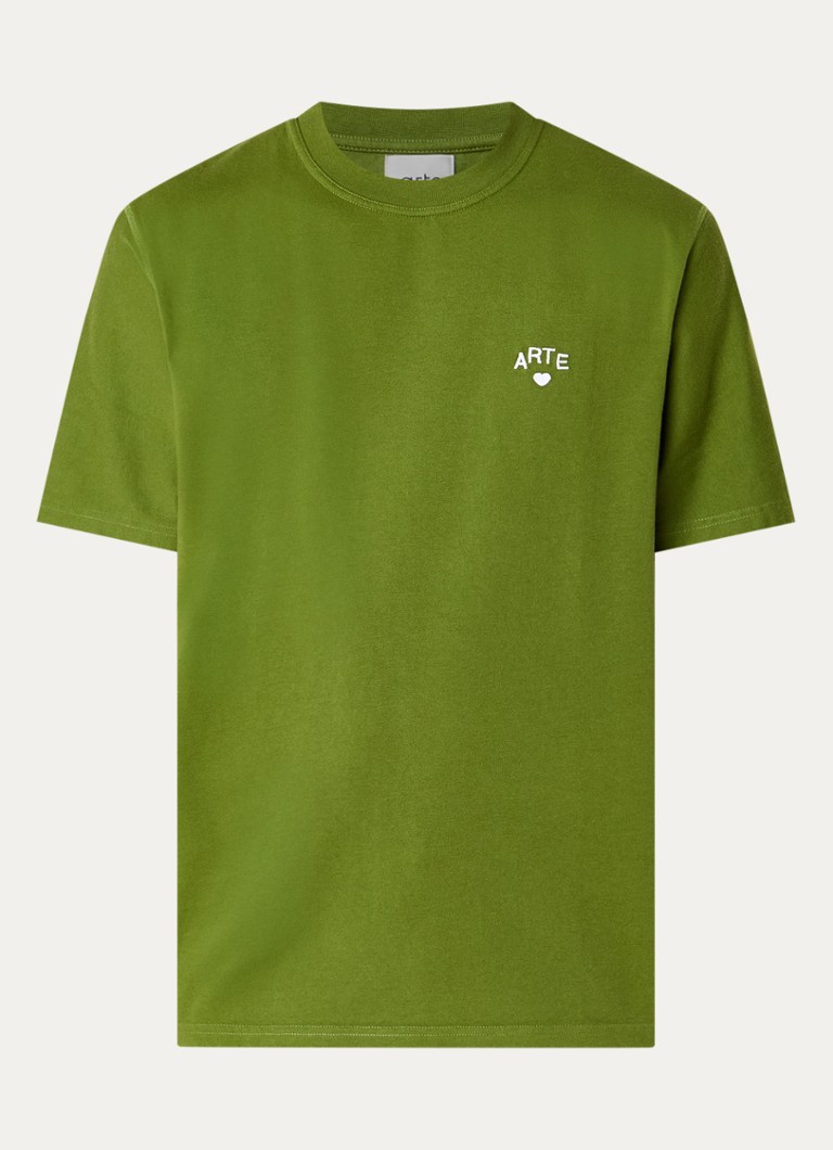 Arte Antwerp Heren Heart T-shirt met logoborduring in de kleur Groen, maat: M