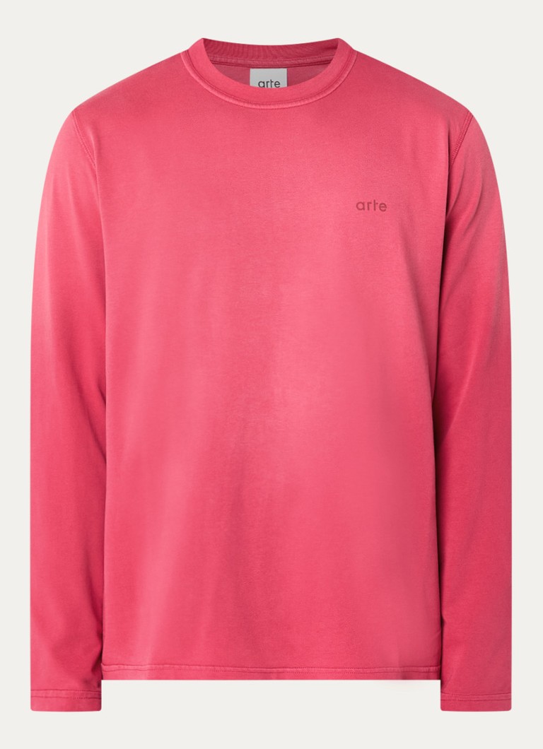 Arte Antwerp Heren Fadeout longsleeve met logo- en backprint in de kleur Bordeauxrood, maat: M