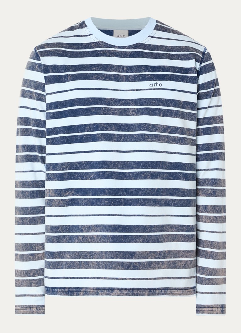Arte Antwerp Heren Longsleeve met streepprint in de kleur Donkerblauw, maat: S
