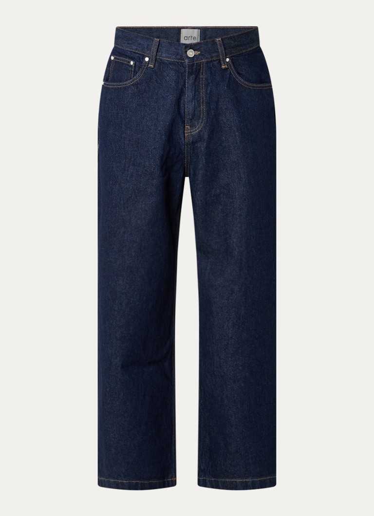 Arte Antwerp Heren Big A Uniform loose fit jeans met gekleurde wassing en backprint in de kleur Indigo, maat: 28
