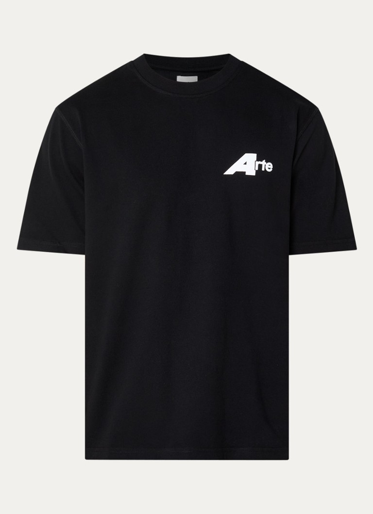 Arte Antwerp Heren Receipt T-shirt met logo- en backprint in de kleur Zwart, maat: S