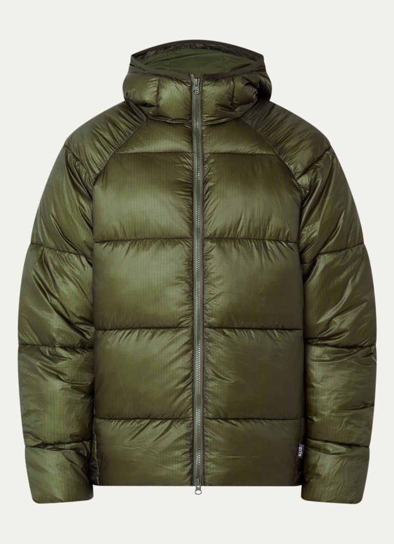 Arte Antwerp Heren Puffer jack met steekzakken met glanzende finish in de kleur Legergroen, maat: XL