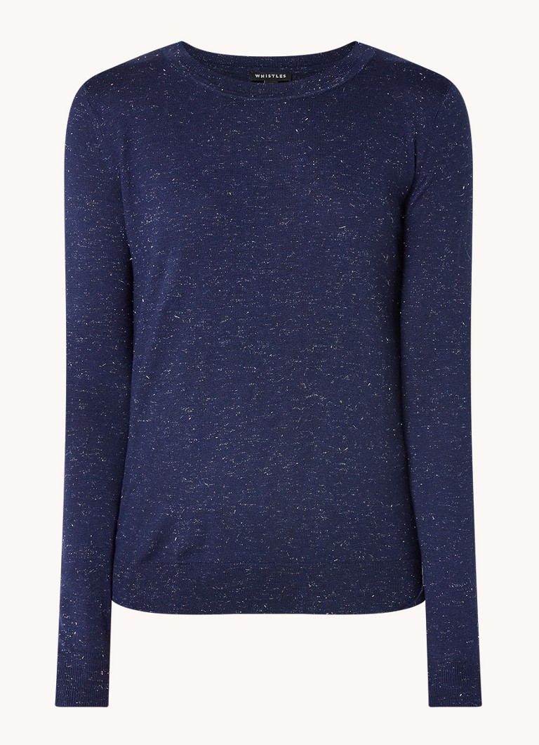 Whistles Dames Annie Sparkle fijngebreide trui met lurex in de kleur Royalblauw