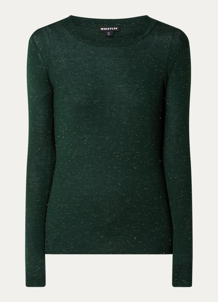 Whistles Dames Annie fijngebreide pullover met lurex in de kleur Donkergroen
