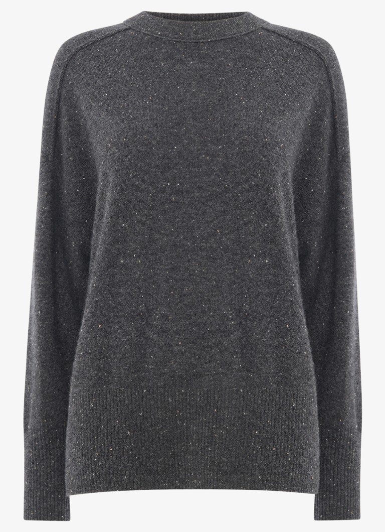 Whistles Dames Fijngebreide trui van kasjmier met lurex in de kleur Donkergrijs