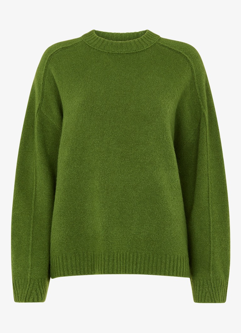 Whistles Dames Fijngebreide trui in wolblend in de kleur Groen