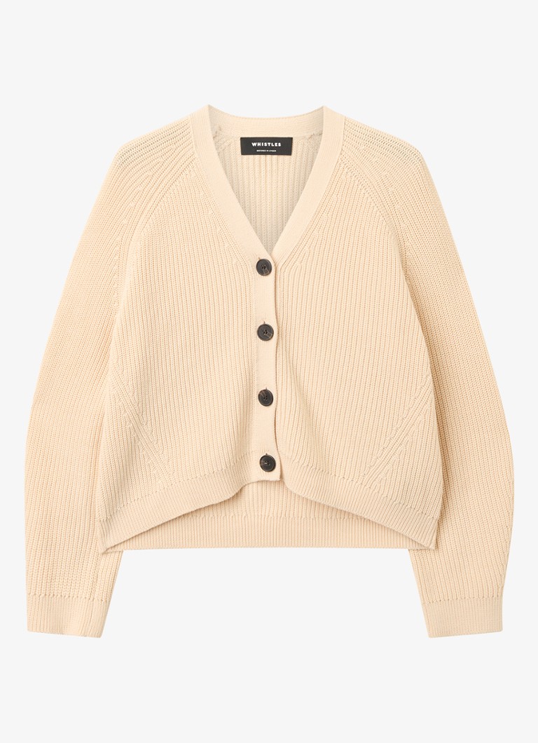 Whistles Dames Ribgebreid vest met V-hals in de kleur Beige