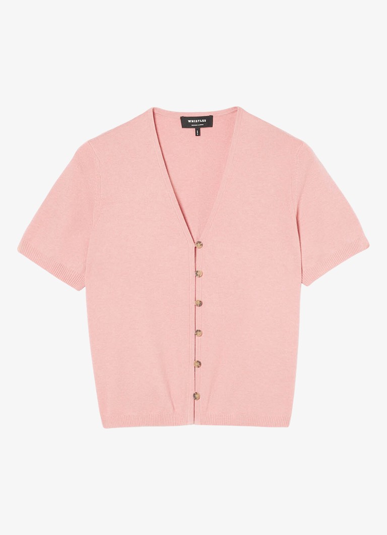 Whistles Dames Fijngebreide top met V-hals in de kleur Roze