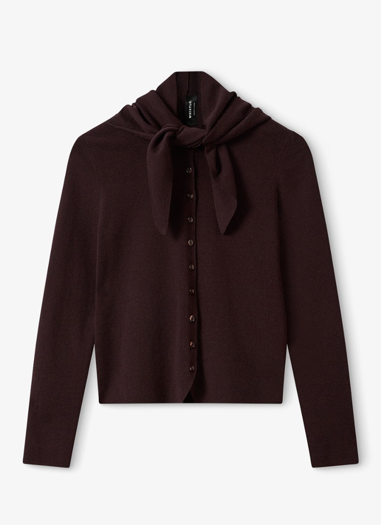 Whistles Dames Fijngebreid vest met sjaalkraag in de kleur Donkerbruin