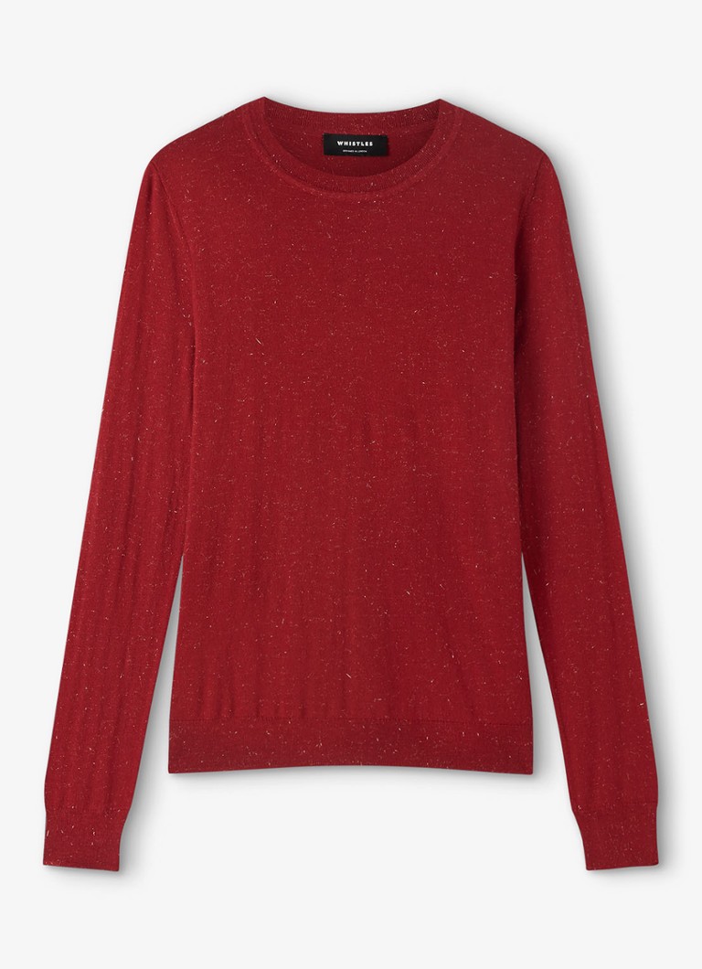 Whistles Dames Annie fijngebreide trui met ronde hals in de kleur Rood
