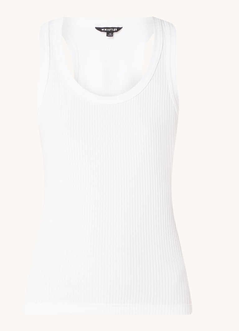Whistles Dames Tanktop van katoen met ribstructuur in de kleur Wit