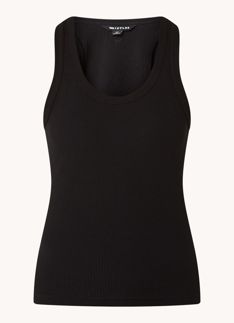 Whistles Dames Scoop tanktop met ribstructuur in de kleur Zwart