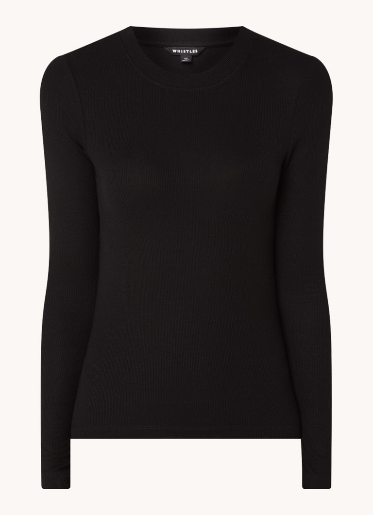 Whistles Dames Essential ribgebreide top met stretch in de kleur Zwart