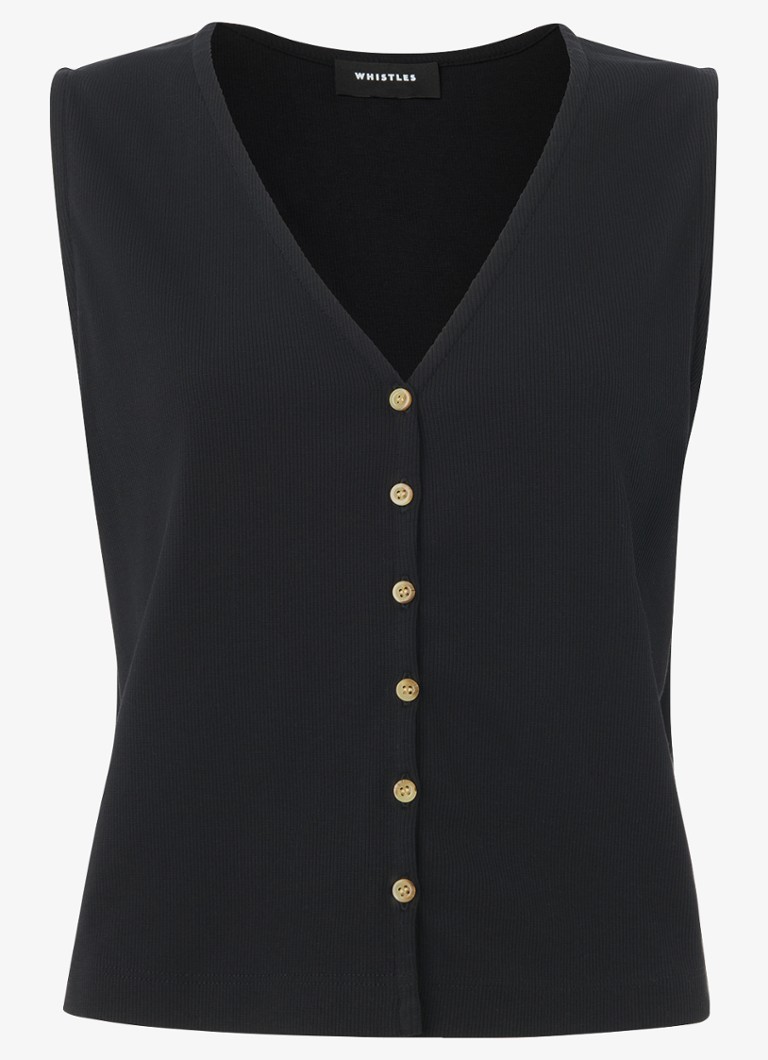 Whistles Dames Top met ribstructuur in de kleur Zwart