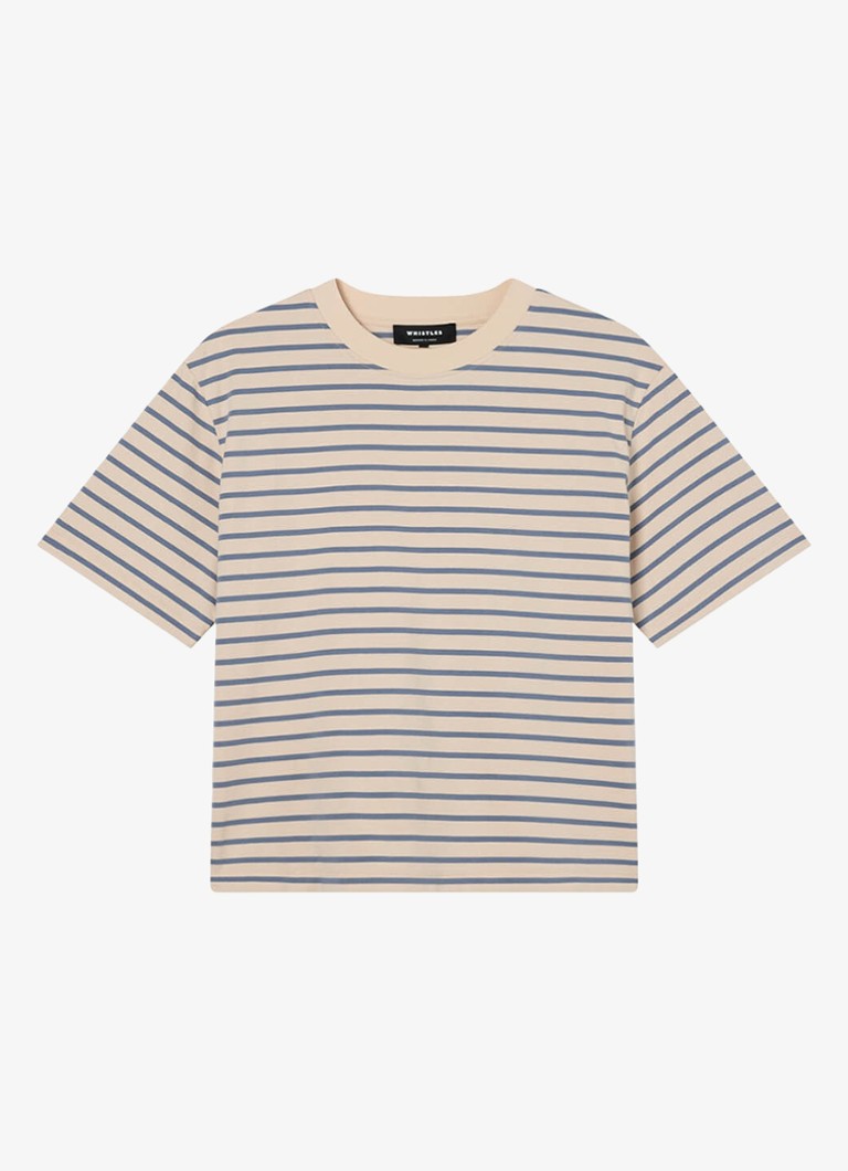 Whistles Dames T-shirt met streepprint met ronde hals in de kleur Staalblauw