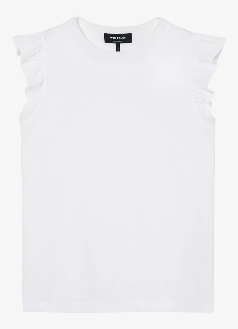 Whistles Dames Frill top met broderie in de kleur Wit